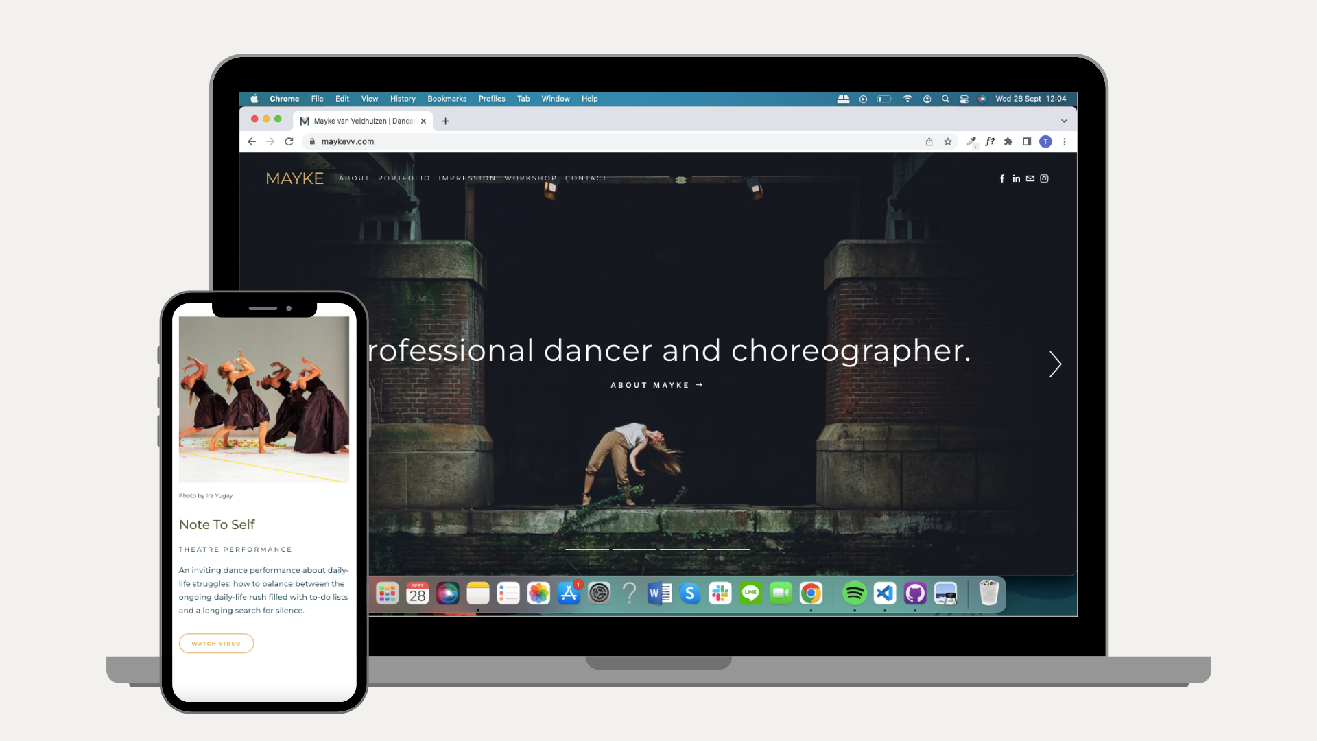 website for Mayke, dancer and choreographer